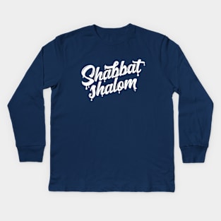 Shabbat Shalom Drip Kids Long Sleeve T-Shirt